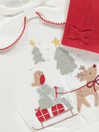 Christmas White Collared Sweatshirt and Leggings Outfit