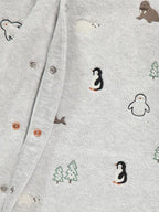 Grey Animal Embroidered Fleece Sleepsuit