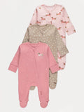 Set od 3 Spilhozne - Pink Dog Spot Sleepsuits 3 Pack