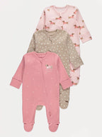 Set od 3 Spilhozne - Pink Dog Spot Sleepsuits 3 Pack