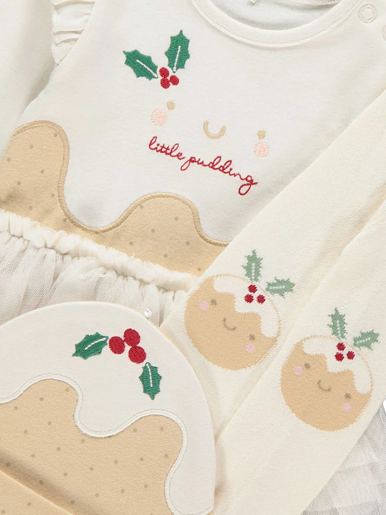 Christmas Cream Little Pudding Outfit