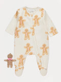 Cream Gingerbread Cookie Zip Fleece Sleepsuit and Toy