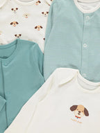 Set od 5 Spilhozne - Striped Puppy Sleepsuits 5