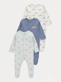 Set od 3 Spilhozne - Blue Animal Sleepsuits
