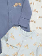 Set od 3 Spilhozne - Blue Animal Sleepsuits