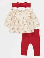 Cream Bow Top and Leggings Outfit with Headband