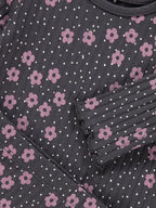 Charcoal Floral Long Sleeve Top and Leggings Outfit