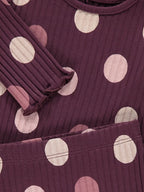 Burgundy Polka Dot Long Sleeve Top and Leggings Outfit