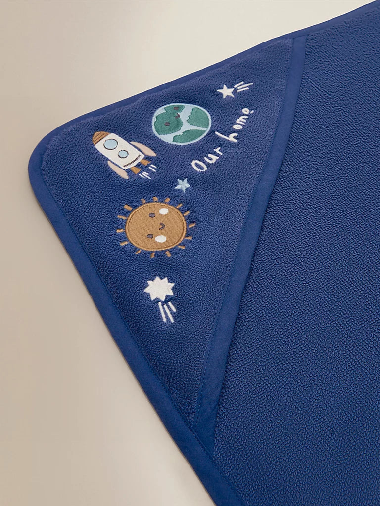 Blue Space Cotton Hooded Towel