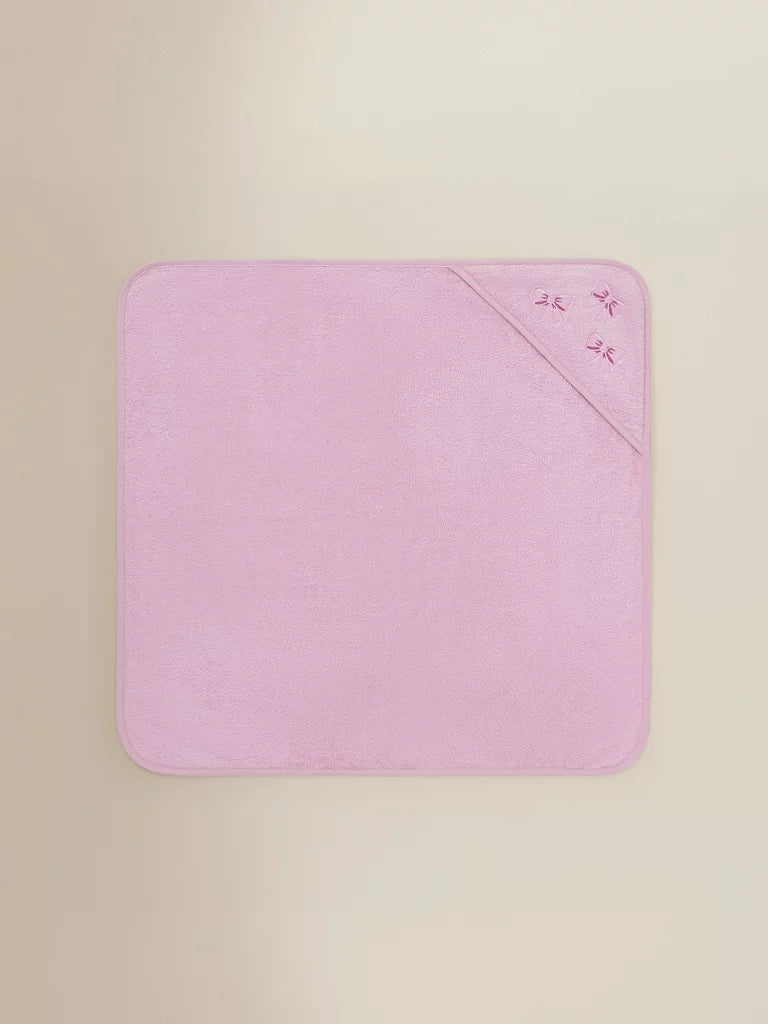 Pink Bow Cotton Hooded Towel