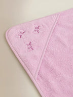 Pink Bow Cotton Hooded Towel
