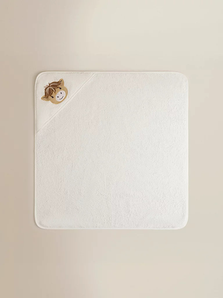 Natural Highland Cow Cotton Hooded Towel