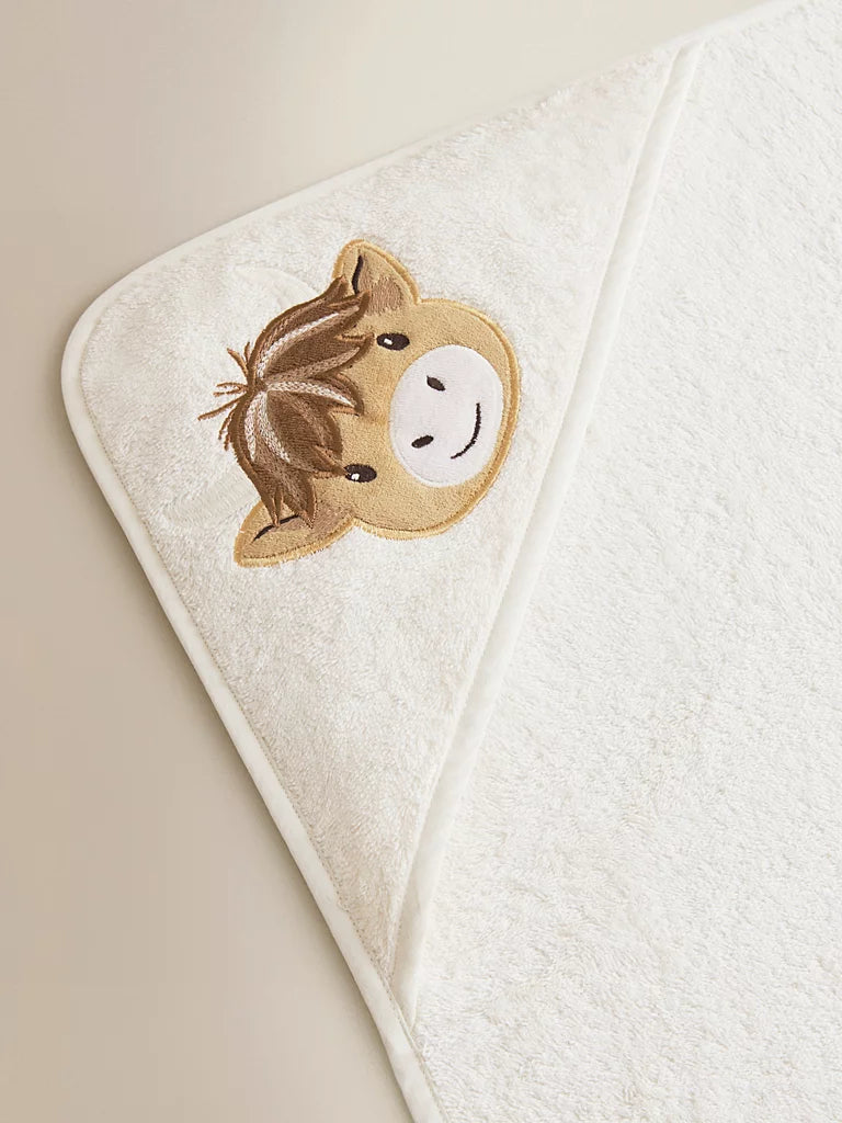 Natural Highland Cow Cotton Hooded Towel