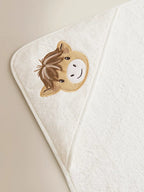 Natural Highland Cow Cotton Hooded Towel