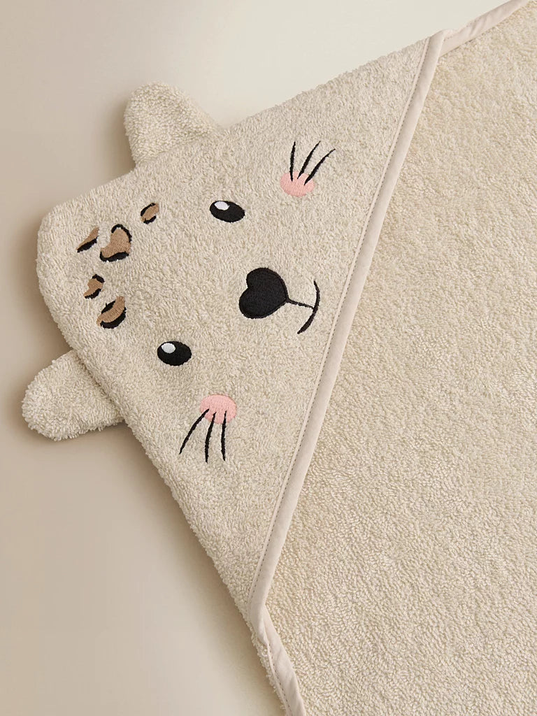 Natural Leopard Cotton Hooded Towel