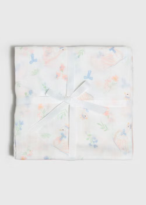 3 Pack Baby Pink Patterned Muslin Cloths