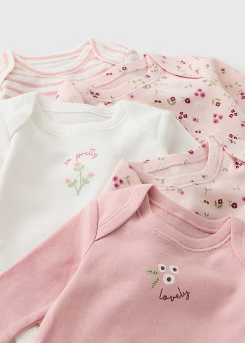 Set od 5 bodija - Pink Floral Bodysuit