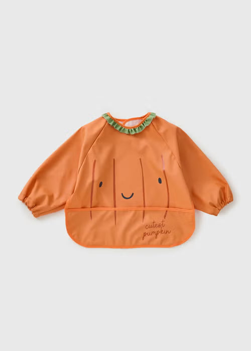 Baby Orange Pumpkin Coverall Bib