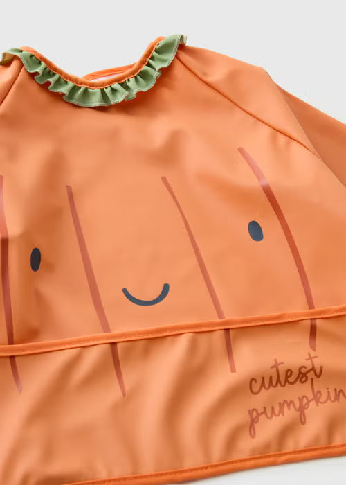 Baby Orange Pumpkin Coverall Bib