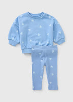 Baby Blue Heart Top & Bottoms Set