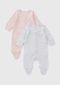 2 Pack Baby Pink Bow Mummy's Girl Sleepsuits