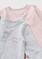 2 Pack Baby Pink Bow Mummy's Girl Sleepsuits