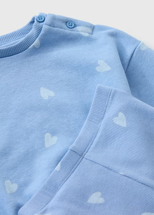 Baby Blue Heart Top & Bottoms Set