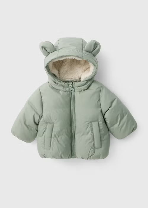 Baby Sage Green Bear Padded Coat