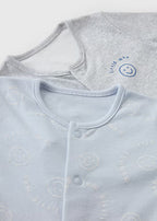 2 Pack Baby Blue Little Man Sleepsuits