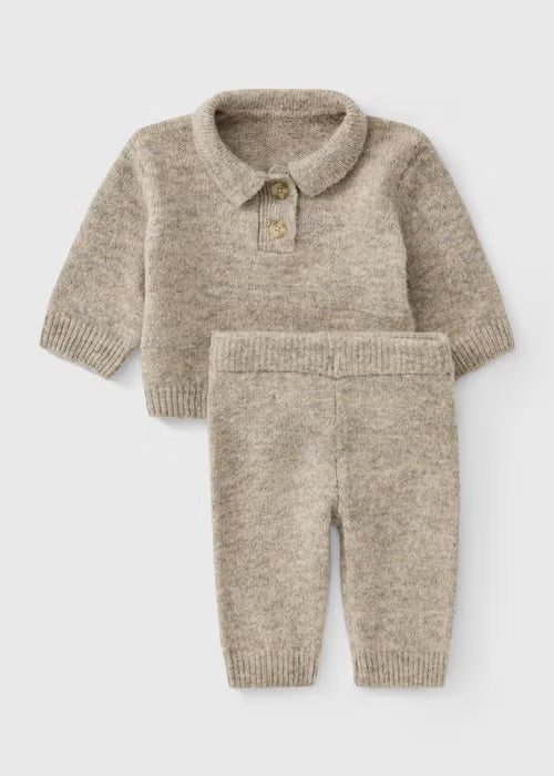 Boys Brown Smart Collar Knitted Set
