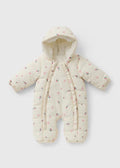 Girls Cream Floral Snowsuit