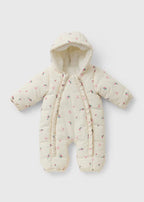 Girls Cream Floral Snowsuit