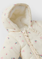 Girls Cream Floral Snowsuit