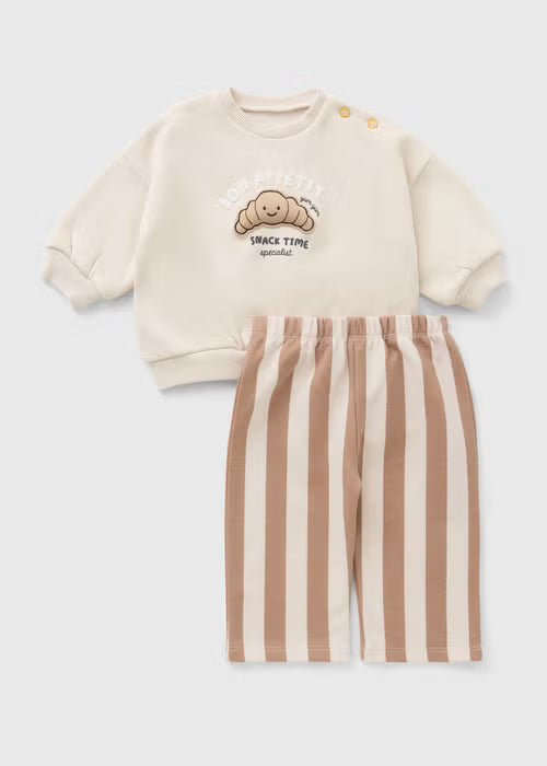 Baby Stone Croissant Sweatshirt & Wide Leg Bottoms Set