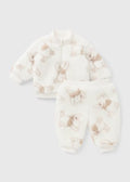 Disney Winnie The Pooh Baby Cream Borg Top & Bottoms Set