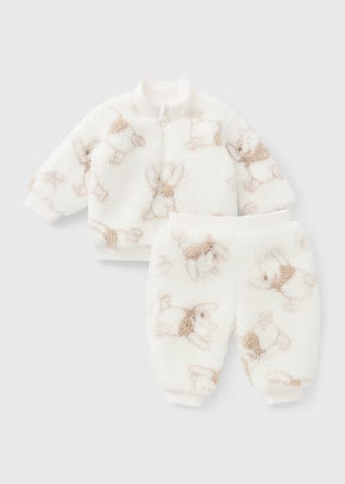 Disney Winnie The Pooh Baby Cream Borg Top & Bottoms Set
