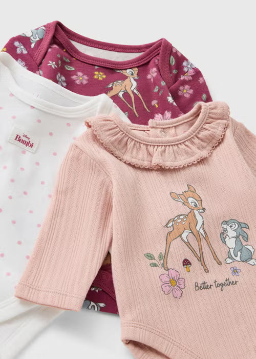 Disney 3 Pack Baby Pink Bambi Bodysuits