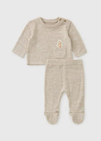 Baby Beige Patch Bear Top and Legging Set