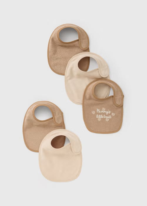 5 Pack Baby Beige Terry Bibs