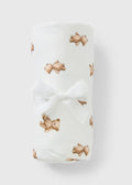 Baby Cream Bear Print Shawl Blanket