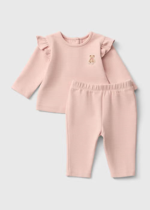 Baby Pink Bear Top & Bottoms Set