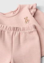 Baby Pink Bear Top & Bottoms Set