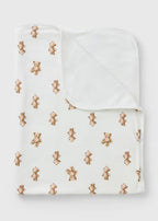 Baby Cream Bear Print Shawl Blanket