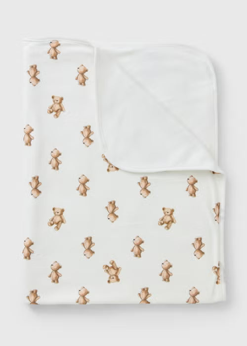 Baby Cream Bear Print Shawl Blanket