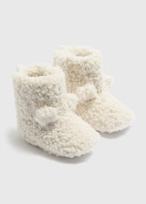 Cream Soft Sole Borg Boots