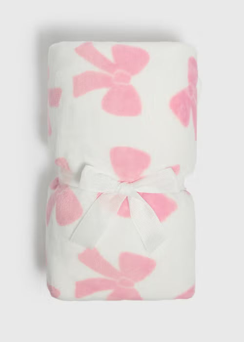 Baby Pink Bow Fleece Blanket