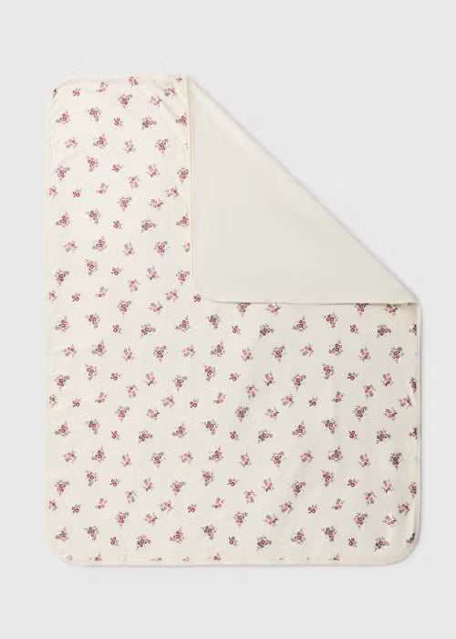 Baby Cream Floral Print Shawl Blanket