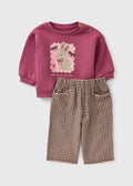 Baby Burgundy Bunny Sweatshirt & Bottoms Set