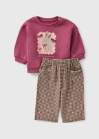 Baby Burgundy Bunny Sweatshirt & Bottoms Set