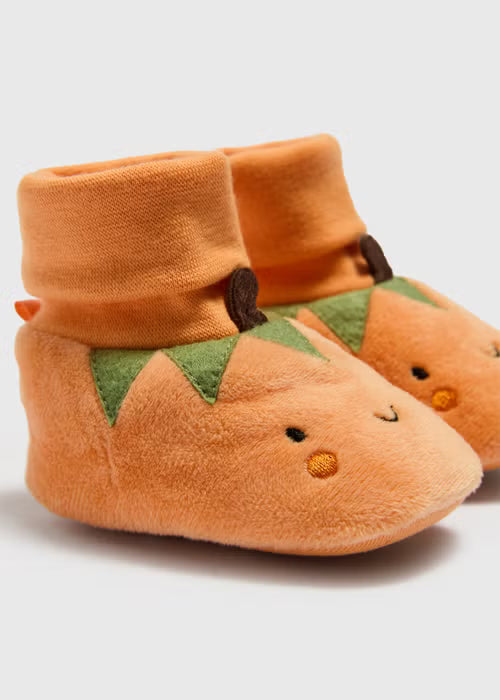 Baby Orange Pumpkin Soft Sole Sock Boots